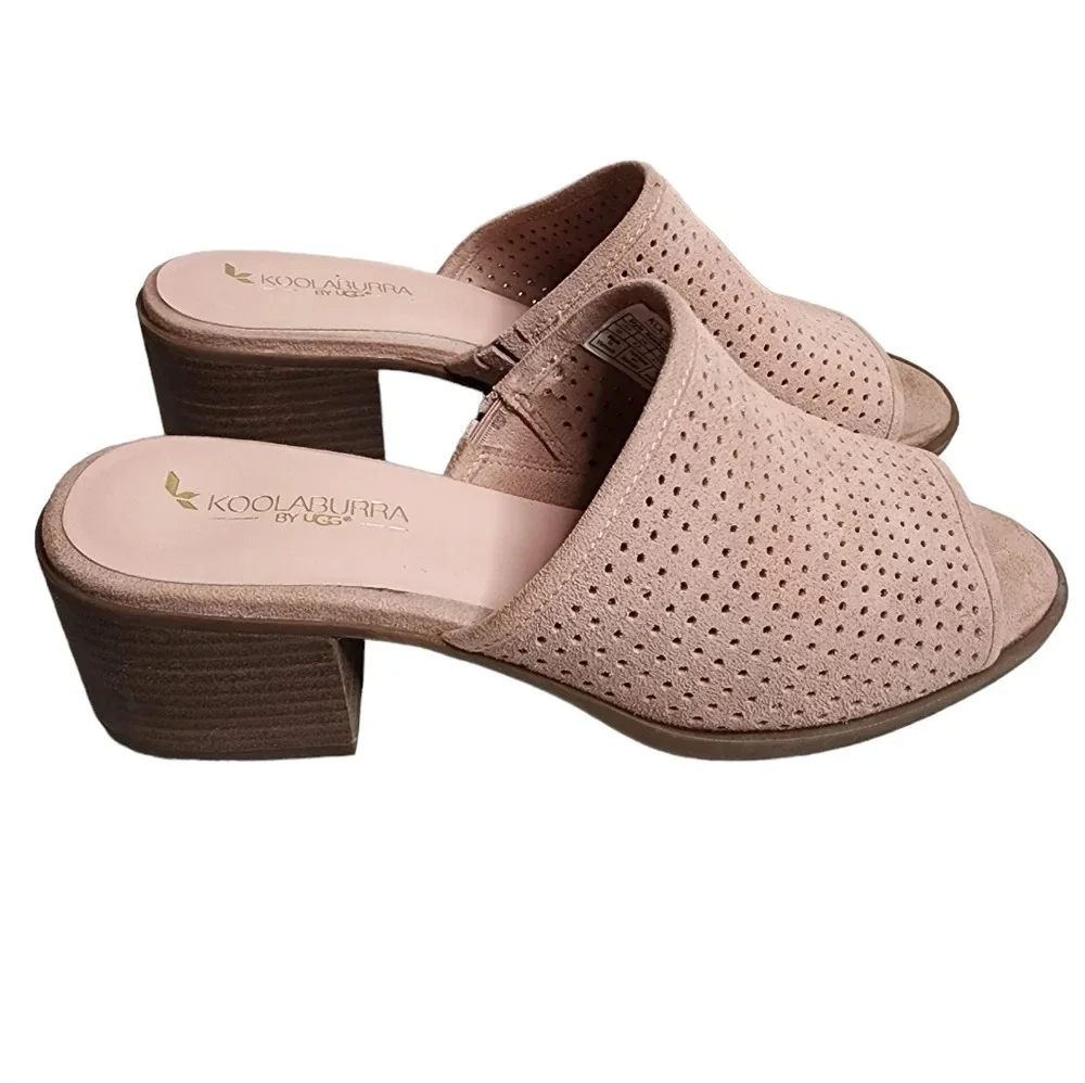 Koolaburra‎ by UGG Suede Leather Raychel Slide On Open Toe Heels Blush Pink 10